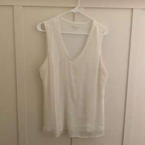 Coldwater Creek Beaded Ivory Tank